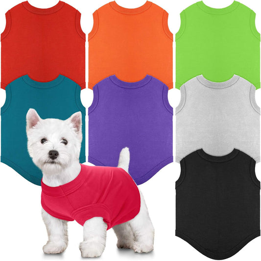 8 Pcs Dog Shirts Pet Puppy Blank Clothes Soft Dog T-Shirt Breathable Plain Summer Fall Winter Male Female Pet Shirts Cotton Puppy Clothes Outfit for Most Cats(S)