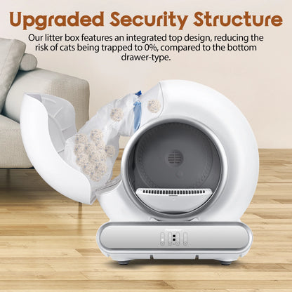 Self Cleaning Cat Litter Box, Automatic Litter Box W/ Liner, Dual Sensor Protection for Multi Cat, APP+ Panel Control, Odor Removal, Health Monitoring, Large Capacity Litter Box