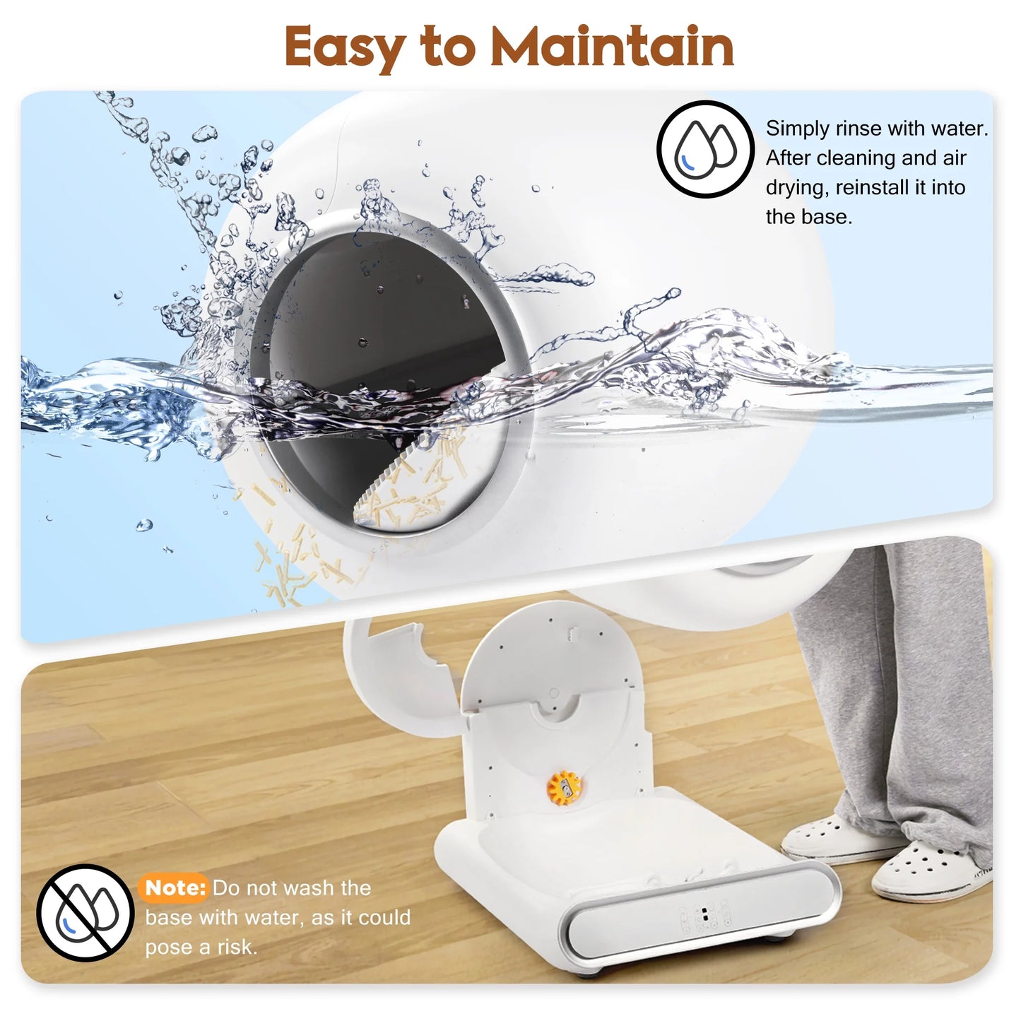 Self Cleaning Cat Litter Box, Automatic Litter Box W/ Liner, Dual Sensor Protection for Multi Cat, APP+ Panel Control, Odor Removal, Health Monitoring, Large Capacity Litter Box